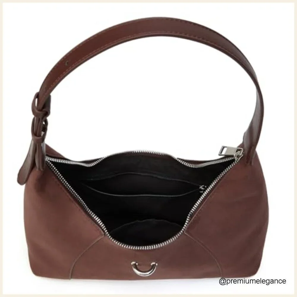 Faux Suede Hobo Shoulder Bag Crossbody Tote Adjustable Strap